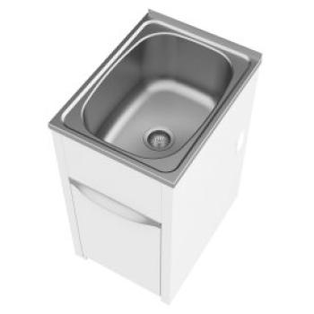 LAUNDRY TUB S/STEEL W/- CAB & BYPASS-45L (6001)